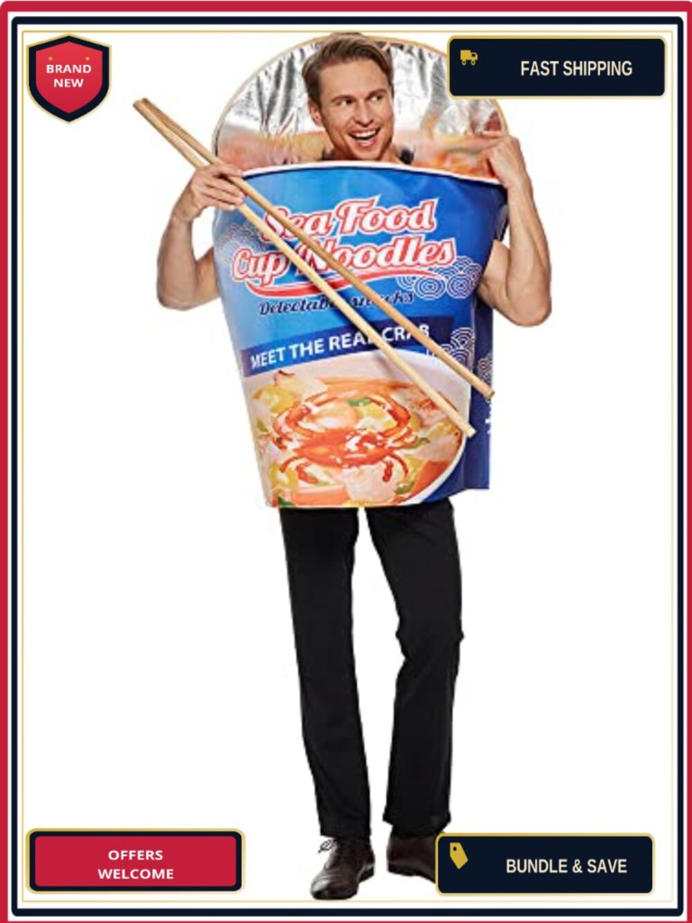 Unisex Adult Seafood Cup Noodles Halloween Costume Tunic Funny Food Party